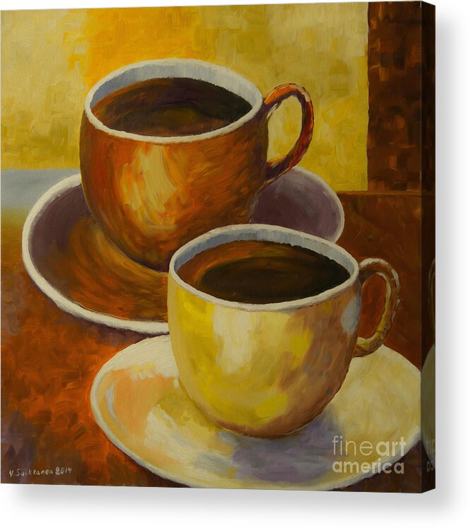 Art Acrylic Print featuring the painting Coffee time by Veikko Suikkanen