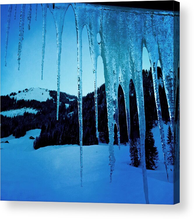 Icicles Acrylic Print featuring the photograph Cold outside - icicles in winter by Matthias Hauser