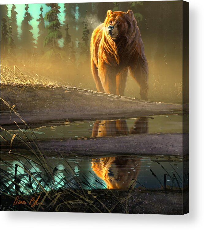 Bear Acrylic Print featuring the digital art Cold Sunrise by Aaron Blaise
