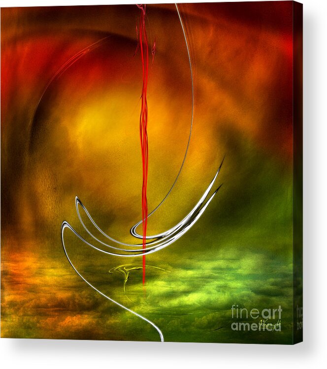 Floating Acrylic Print featuring the digital art Color Symphony With Red Flow 6 by Johnny Hildingsson