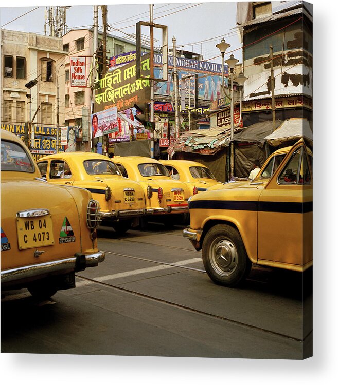 Yellow Acrylic Print featuring the photograph The Colors Of Calcutta by Shaun Higson