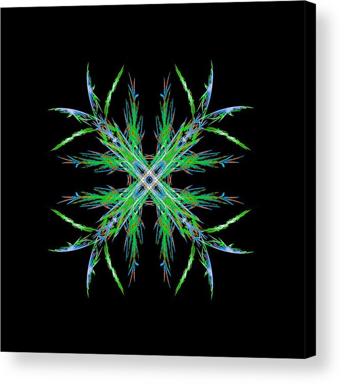 Quadra Flake Acrylic Print featuring the painting Colorful Crystalline Snowflake by Bruce Nutting