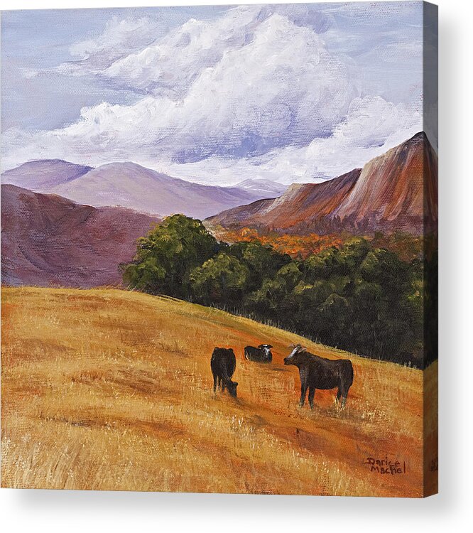 Landscape Acrylic Print featuring the painting Contented Cows by Darice Machel McGuire