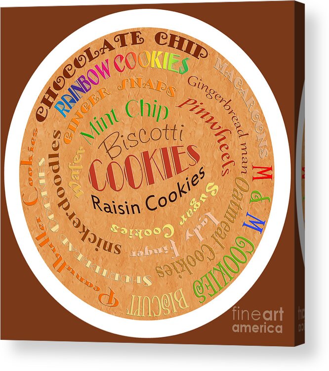 Food Acrylic Print featuring the digital art Cookie Typography by Andee Design