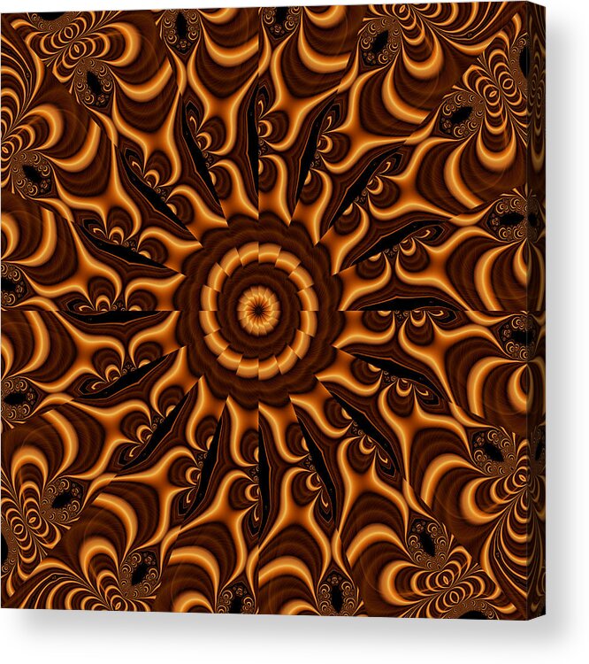 Kaleidoscope Acrylic Print featuring the digital art Copper Burst 2 by Wendy J St Christopher