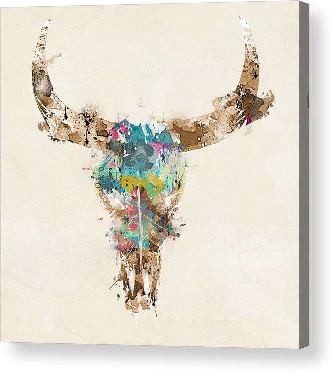 Cow Skull Acrylic Print featuring the painting Cow Skull by Bri Buckley