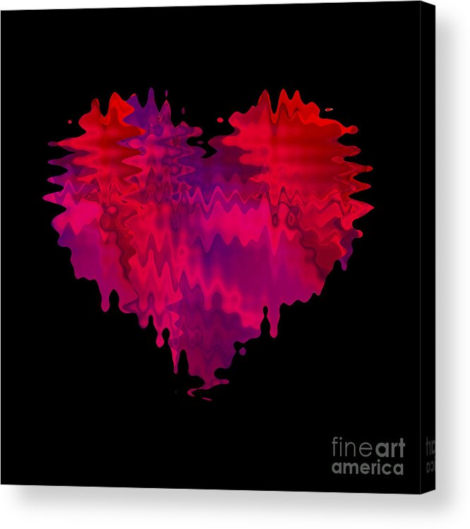 Red Heart Acrylic Print featuring the digital art Crazy Love 2 by Kristi Kruse
