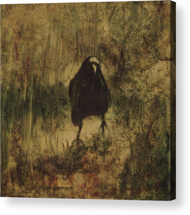 Crow Acrylic Print featuring the painting Crow 8 by David Ladmore