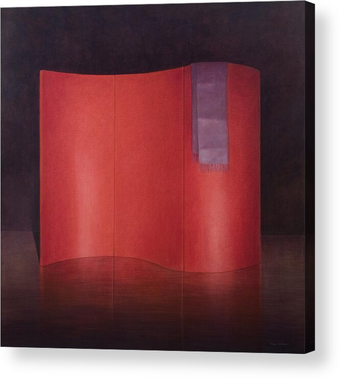 Furniture Acrylic Print featuring the photograph Curving Red Lacquer Screen by Lincoln Seligman