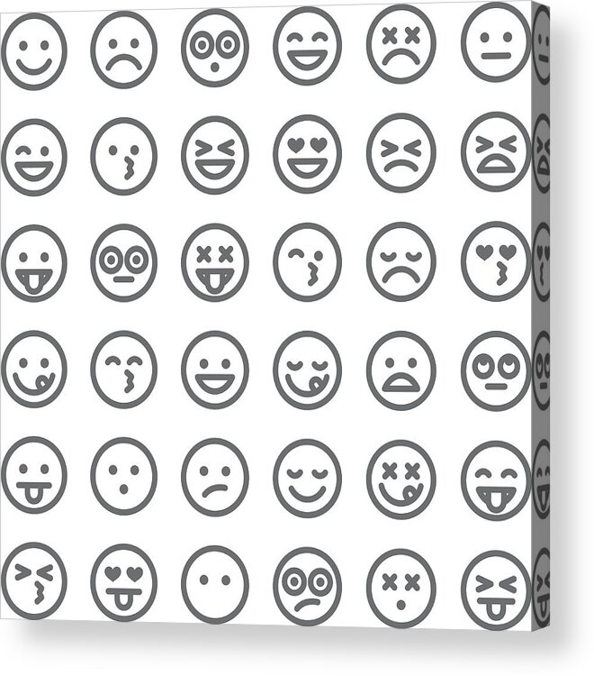 Dead Acrylic Print featuring the drawing Cute Set of Simple Emojis by Bortonia
