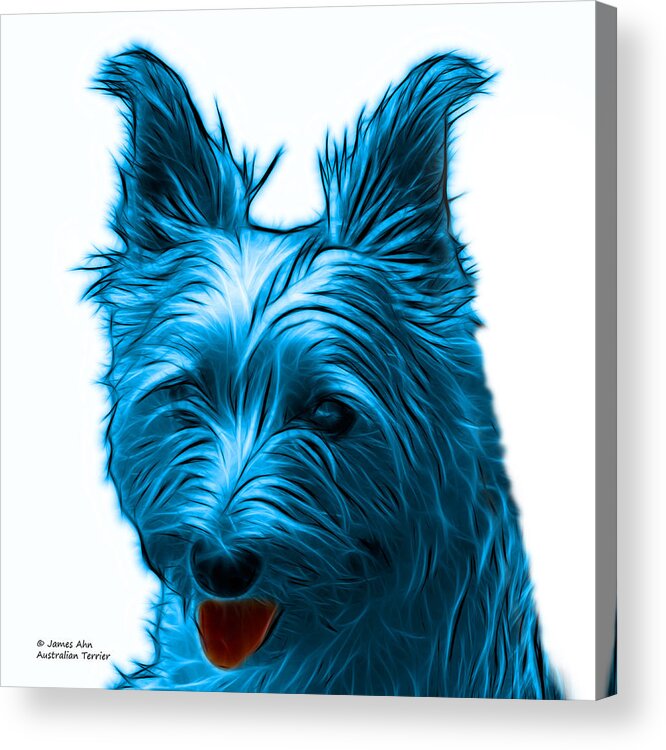 Terrier Acrylic Print featuring the digital art Cyan Australian Terrier Pop Art - 6500 FS by James Ahn