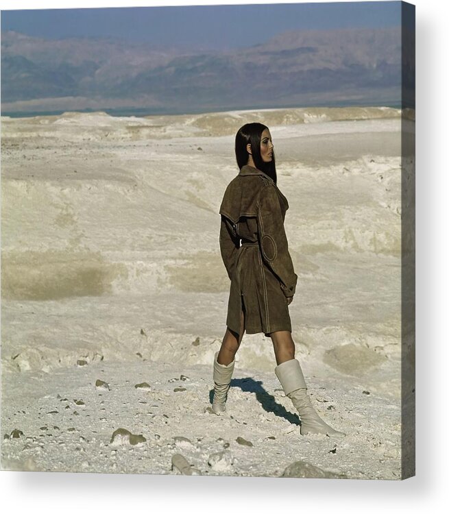 Accessories Acrylic Print featuring the photograph Daliah Lavi Wearing A Beged-or Coat by John Cowan