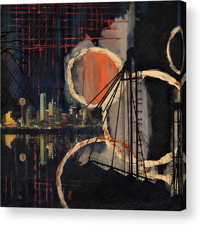 Dallas Acrylic Print featuring the painting Dallas Skyline 002 by Corporate Art Task Force