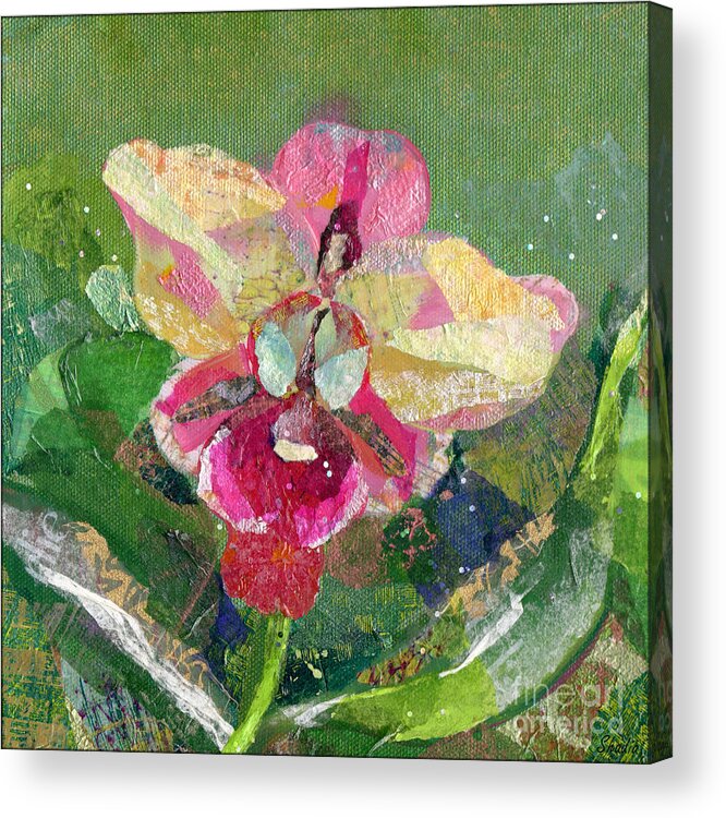 Flower Acrylic Print featuring the painting Dancing Orchid I by Shadia Derbyshire
