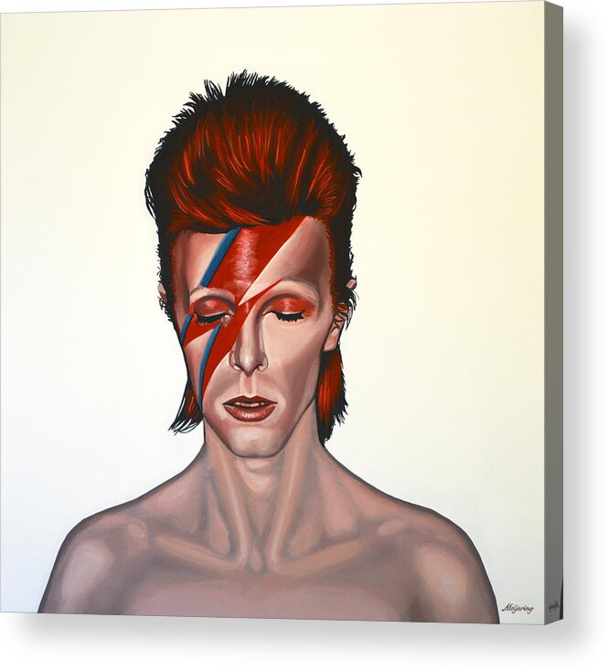 David Bowie Acrylic Print featuring the painting David Bowie Aladdin Sane by Paul Meijering