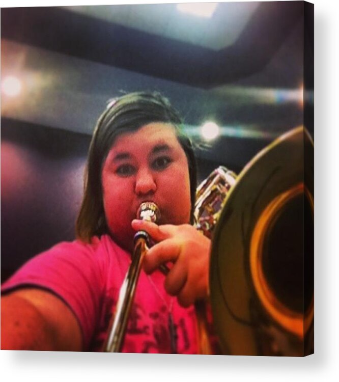 Trombone Acrylic Print featuring the photograph Day 48. Disregard My Face But I'm by Amy Pitts