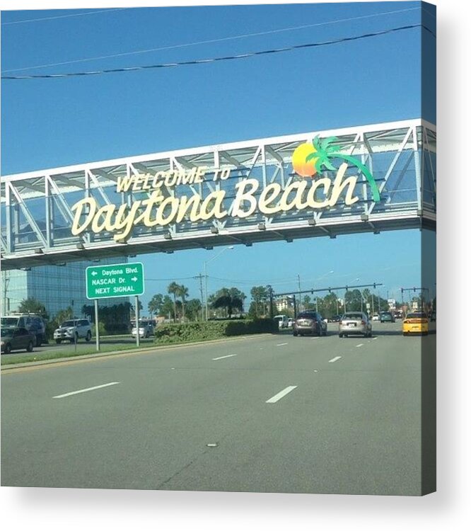 Beach Acrylic Print featuring the photograph #daytona #beach by Carlee Ortiz