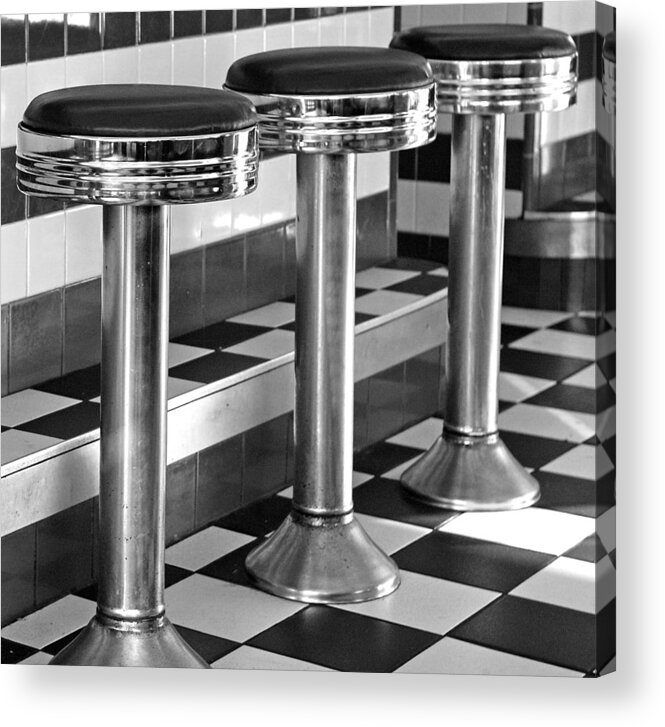 Food And Beverage Acrylic Print featuring the photograph Diner Stools by Lisa Phillips