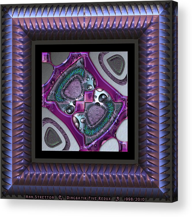 Abstract: Color; Abstract: Geometric Acrylic Print featuring the digital art Dingbatik Five by Ann Stretton