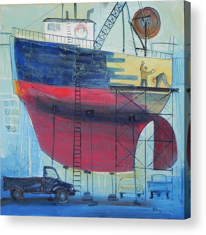  Environment Acrylic Print featuring the painting Dockyard by Mikhail Zarovny