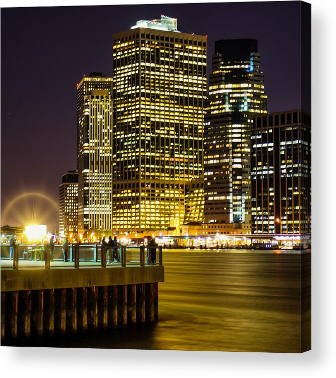Lower Manhattan Acrylic Print featuring the photograph Downtown Lights by Theodore Jones