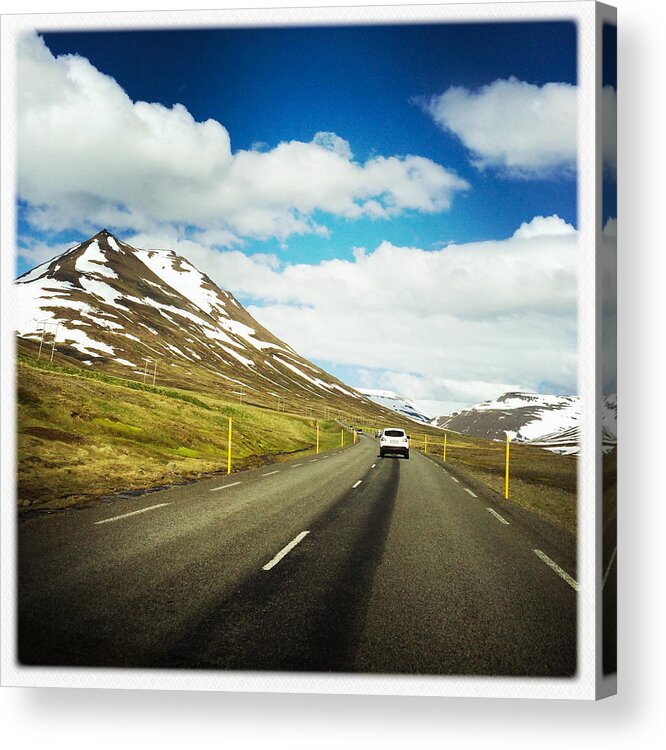 Iceland Acrylic Print featuring the photograph Driving in Iceland - road and mountain landscape by Matthias Hauser