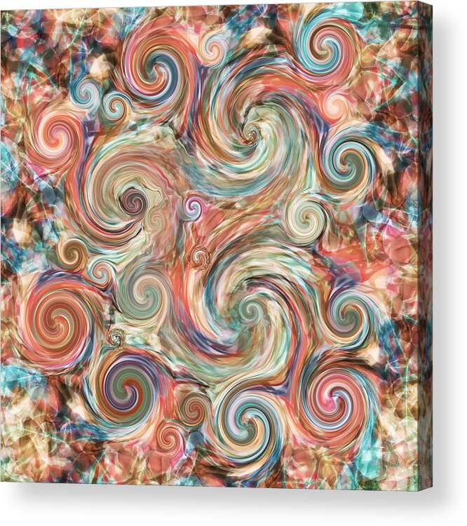 Colorful Acrylic Print featuring the digital art Earthly Pastel Swirl by Deborah Smith