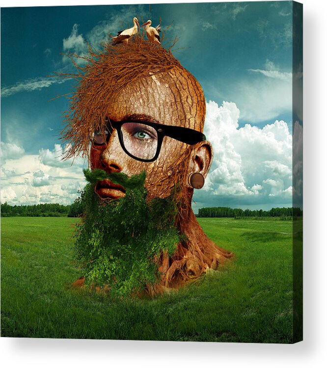 Man Acrylic Print featuring the digital art Eco Hipster by Marian Voicu