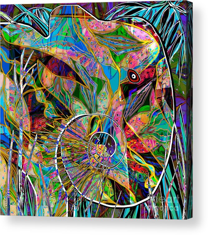 Elephant Acrylic Print featuring the digital art Elephant's Kaleidoscope by Mary Eichert