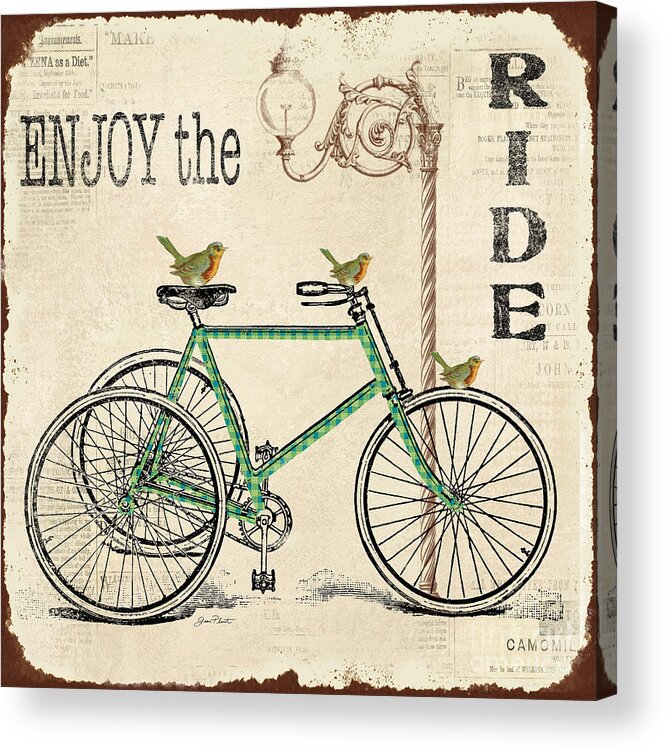 Digital Acrylic Print featuring the digital art Enjoy the Ride Bicycle Art by Jean Plout