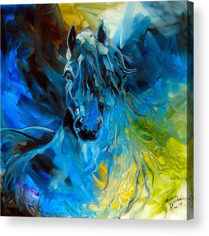 Horse Acrylic Print featuring the painting Equus Blue Ghost by Marcia Baldwin