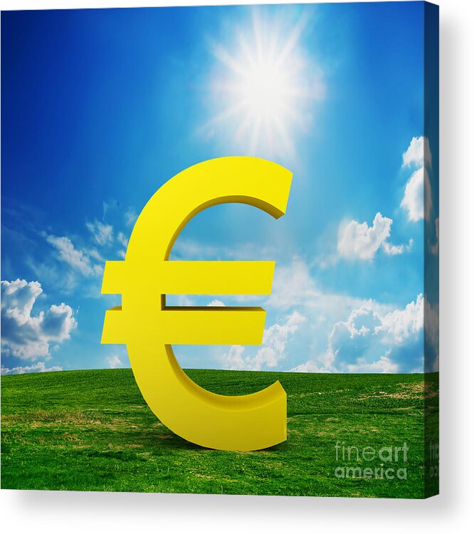 Euro Acrylic Print featuring the photograph EURO currency model on the field by Michal Bednarek