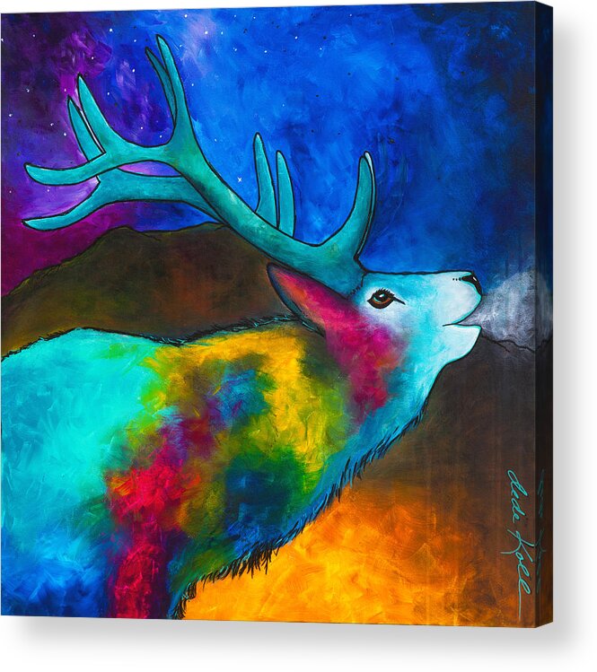 Acrylic Acrylic Print featuring the painting Evening Elk by Dede Koll
