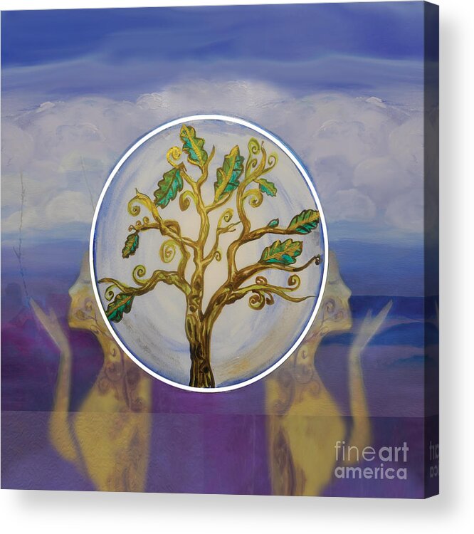 Young Tree Acrylic Print featuring the painting Exploring by Shelley Myers