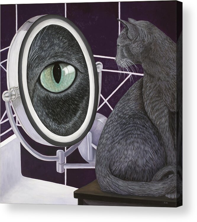 Cat Art Acrylic Print featuring the painting Eye See You by Karen Zuk Rosenblatt