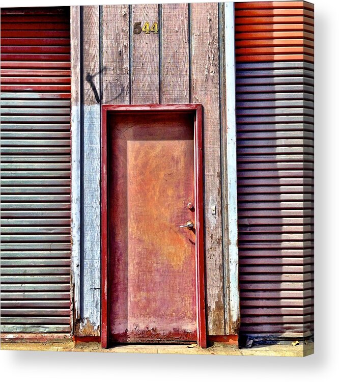 #door #reddoor #urban  Acrylic Print featuring the photograph Faded Door by Julie Gebhardt