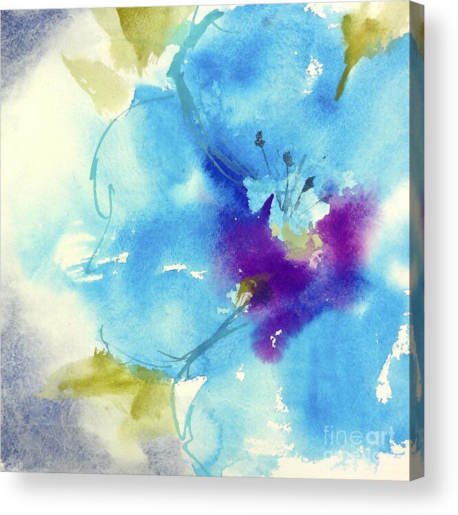 Original Watercolors Acrylic Print featuring the painting Fantasy Flower II by Chris Paschke