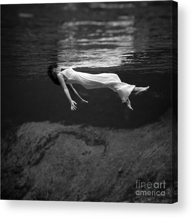 Fashion Acrylic Print featuring the photograph Fashion Model Floating In Water, 1947 by Science Source