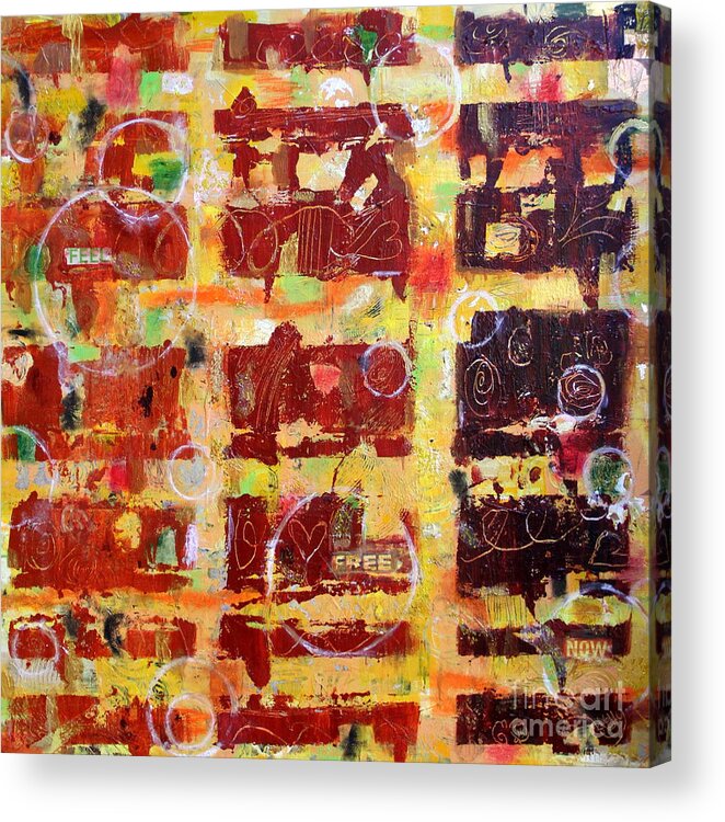 Colorful Abstract Acrylic Print featuring the mixed media Feel Free Now by Kelly Athena