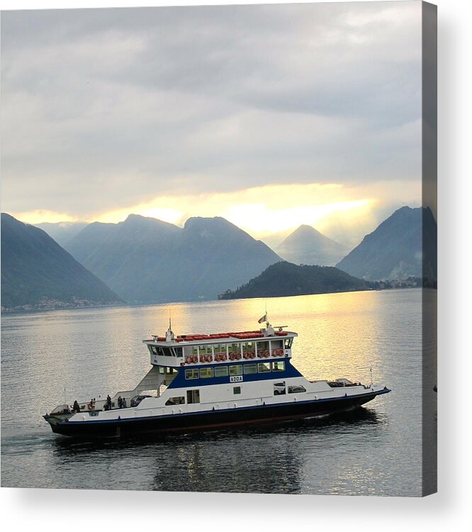 Ferry Ride Acrylic Print featuring the photograph Ferry ride to Bellagio by Sue Morris