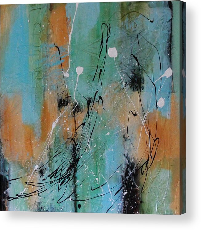Abstract Mixed Media Contemporary Action Textured Acrylic Painting Acrylic Print featuring the painting Field of Dreams I by Lauren Petit