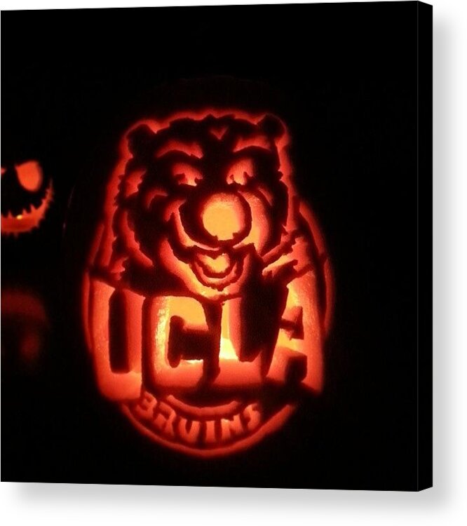 Latergram Acrylic Print featuring the photograph Finished Carving A Ucla Pumpkin For My by Ashley Sanchez