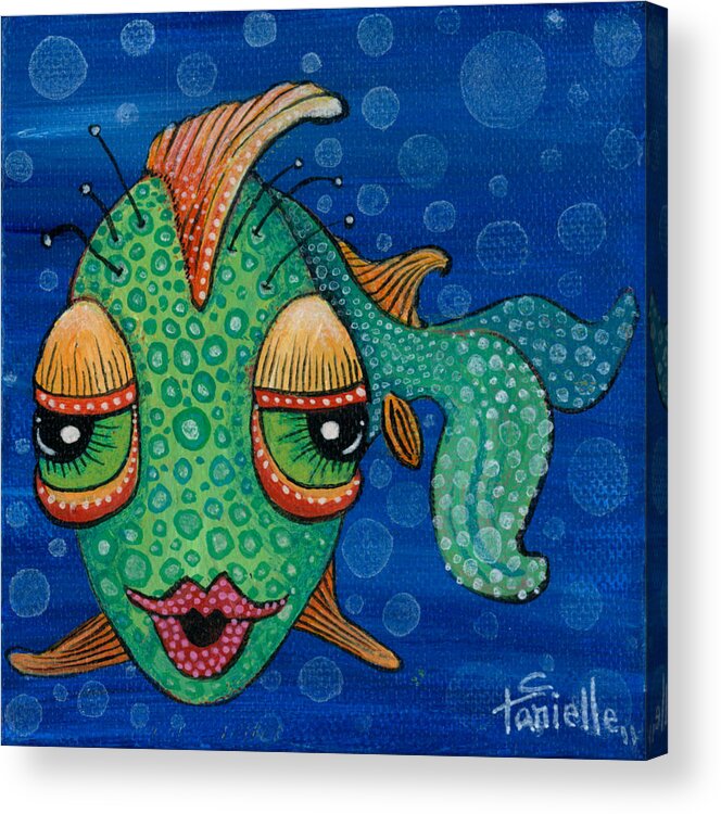 Fish Lips Acrylic Print featuring the painting Fish Lips by Tanielle Childers
