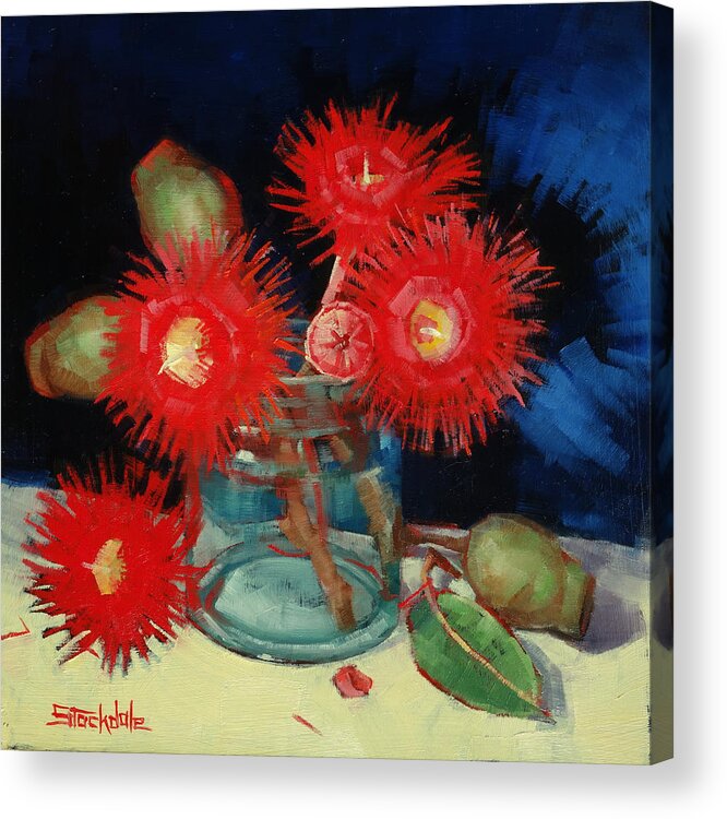 Flowers Acrylic Print featuring the painting Flowering Gum Still life by Margaret Stockdale