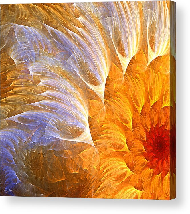 Yellow Acrylic Print featuring the painting Flower's Glow by Lourry Legarde