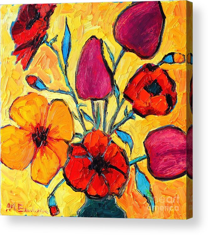 Flowers Acrylic Print featuring the painting Flowers Of Love by Ana Maria Edulescu