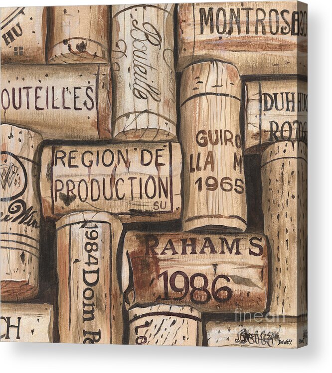Alcohol Acrylic Print featuring the painting French Corks by Debbie DeWitt