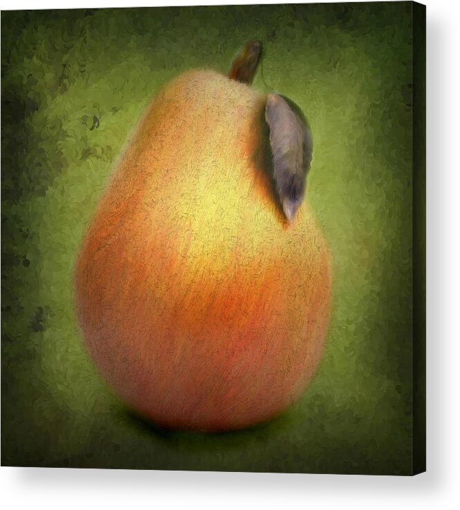 Pear Acrylic Print featuring the digital art Fuzzy Pear by Nina Bradica