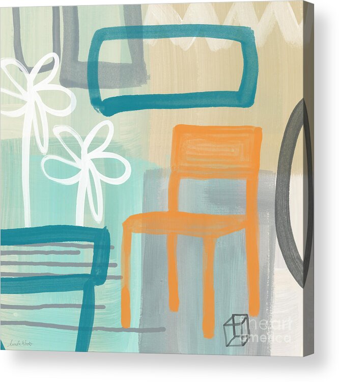 Abstract Acrylic Print featuring the painting Garden Chair by Linda Woods