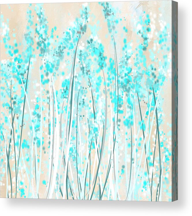 Blue Acrylic Print featuring the painting Garden Of Blues- Teal And Cream Art by Lourry Legarde